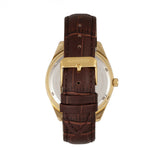 Breed Louis Leather-Band Watch w/Date - Brown/Silver BRD7904