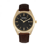 Breed Louis Leather-Band Watch w/Date - Brown/Black BRD7905