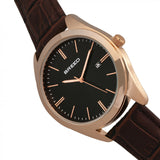 Breed Louis Leather-Band Watch w/Date - Brown/Rose Gold BRD7906