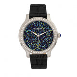 Bertha Cora Crystal-Encrusted Leather-Band Watch - Black BTHBR6001