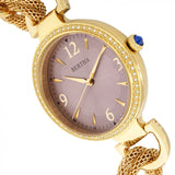 Bertha Sarah Chain-Link Watch w/Hanging Charm - Gold/Mauve BTHBR8904