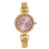 Bertha Sarah Chain-Link Watch w/Hanging Charm - Gold/Mauve BTHBR8904