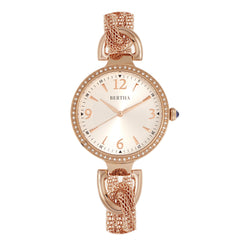 Bertha Sarah Chain-Link Watch w/Hanging Charm - Rose Gold/Silver BTHBR8906