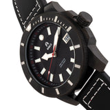 Shield Shaw Leather-Band Men's Diver Watch w/Date - Black SLDSH106-5