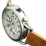 Breed Regulator Leather-Band Watch w/Second Sub-dial - Tan/White - BRD8801 BRD8801
