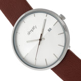 Simplify The 6400 Leather-Band Watch w/Date - Silver/Brown SIM6402