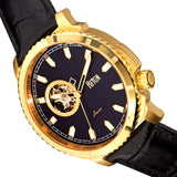 Reign Bauer Automatic Semi-Skeleton Leather-Band Watch - Gold/Black REIRN6004