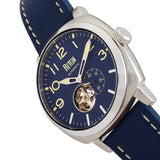 Reign Napoleon Semi-Skeleton Leather-Band Watch - Silver/Blue REIRN5802