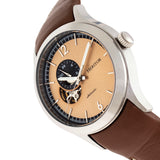 Heritor Automatic Antoine Semi-Skeleton Leather-Band Watch - Silver/Tan HERHR8505