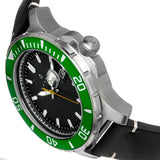 Nautis Dive Pro 200 Leather-Band Watch w/Date - Green/Black - GL1909-G GL1909-G