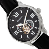 Heritor Automatic Harding Semi-Skeleton Leather-Band Watch - Silver/Black HERHR9002