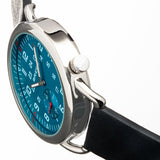 Breed Regulator Leather-Band Watch w/Second Sub-dial - Black/Blue - BRD8804 BRD8804