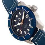 Shield Shaw Leather-Band Men's Diver Watch w/Date - Silver/Blue SLDSH106-3