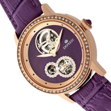 Empress Tatiana Automatic Semi-Skeleton Leather-Band Watch - Purple EMPEM2905