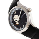 Heritor Automatic Antoine Semi-Skeleton Leather-Band Watch - Silver/Black HERHR8506