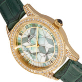 Empress Augusta Automatic Mosaic Mother-of-Pearl Leather-Band Watch - Gold/Green EMPEM3503