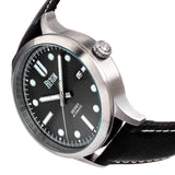 Reign Henry Automatic Canvas-Overlaid Leather-Band Watch w/Date - Gunmetal - REIRN6203 REIRN6203