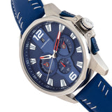 Morphic M82 Series Chronograph Leather-Band Watch w/Date - Silver/Blue MPH8203