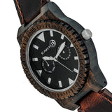 Earth Wood Hyperion Leather-Band Watch w/Day/Date - Dark Brown - ETHEW5902 ETHEW5902