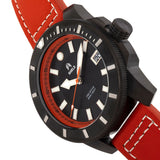 Shield Shaw Leather-Band Men's Diver Watch w/Date - Black/Orange SLDSH106-6