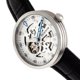 Heritor Automatic Jasper Skeleton Leather-Band Watch - Silver/White HERHR8703