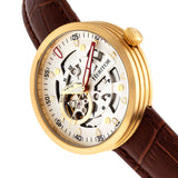 Heritor Automatic Jasper Skeleton Leather-Band Watch - Gold/White HERHR8706