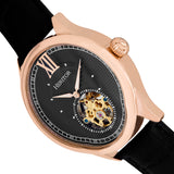 Heritor Automatic Hayward Semi-Skeleton Leather-Band Watch - Rose Gold/Black HERHR9406