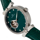Empress Edith Semi-Skeleton Leather-Band Watch - Green EMPEM3302