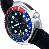 Heritor Automatic Pierce Genuine Leather-Band Watch w/Date - Black/Red&Blue - HERHS1204 HERHS1204