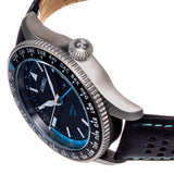 Axwell Arrow Leather-Band Watch w/Date - Black/Blue AXWAW102-4