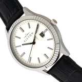 Elevon Concorde Leather-Band Watch w/Date - Silver ELE115-1
