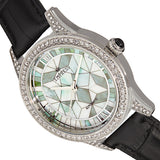 Empress Augusta Automatic Mosaic Mother-of-Pearl Leather-Band Watch - Silver/Black EMPEM3501