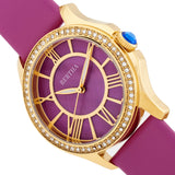 Bertha Donna Mother-of-Pearl Leather-Band Watch - Purple BTHBR9804