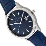 Elevon Concorde Leather-Band Watch w/Date - Silver/Blue  ELE115-3