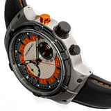 Morphic M91 Series Chronograph Leather-Band Watch w/Date - Silver/Orange - MPH9101 MPH9101