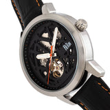 Reign Rudolf Automatic Skeleton Leather-Band Watch - Silver/Orange REIRN5902