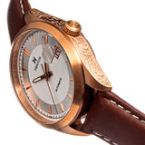 Heritor Automatic Ashton Leather-Band Watch w/Date - White/Rose Gold - HERHS1404 HERHS1404