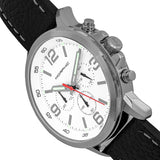 Morphic M86 Series Chronograph Leather-Band Watch - Silver/White MPH8601