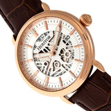 Heritor Automatic Mattias Leather-Band Watch w/Date - Rose Gold/Silver HERHR8405
