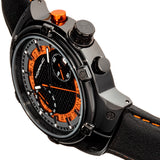 Morphic M91 Series Chronograph Leather-Band Watch w/Date - Black/Orange - MPH9105 MPH9105