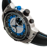 Morphic M91 Series Chronograph Leather-Band Watch w/Date - Silver/Blue - MPH9103 MPH9103