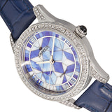 Empress Augusta Automatic Mosaic Mother-of-Pearl Leather-Band Watch - Silver/Blue EMPEM3502