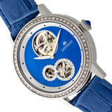 Empress Tatiana Automatic Semi-Skeleton Leather-Band Watch - Blue EMPEM2902