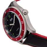 Reign Elijah Automatic Rubber Inlaid Leather-Band Watch W/Date - Black/Red - REIRN6504 REIRN6504