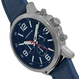 Morphic M86 Series Chronograph Leather-Band Watch - Silver/Navy MPH8603