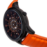 Reign Monterey Skeletonized Leather-Band Watch - Black/Orange - REIRN6405 REIRN6405