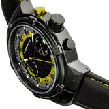 Morphic M91 Series Chronograph Leather-Band Watch w/Date - Black/Yellow - MPH9106 MPH9106