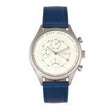 Elevon Lindbergh Leather-Band Watch w/Day/Date -Blue/White ELE102-2