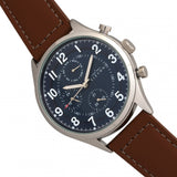 Elevon Lindbergh Leather-Band Watch w/Day/Date -Brown/Navy ELE102-3