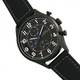 Elevon Lindbergh Leather-Band Watch w/Day/Date -Black ELE102-4